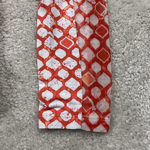 IBKUL Shirt Womens S Orange Geometric Long Sleeve Golf Tennis Stretch Mesh - Picture 4 of 8